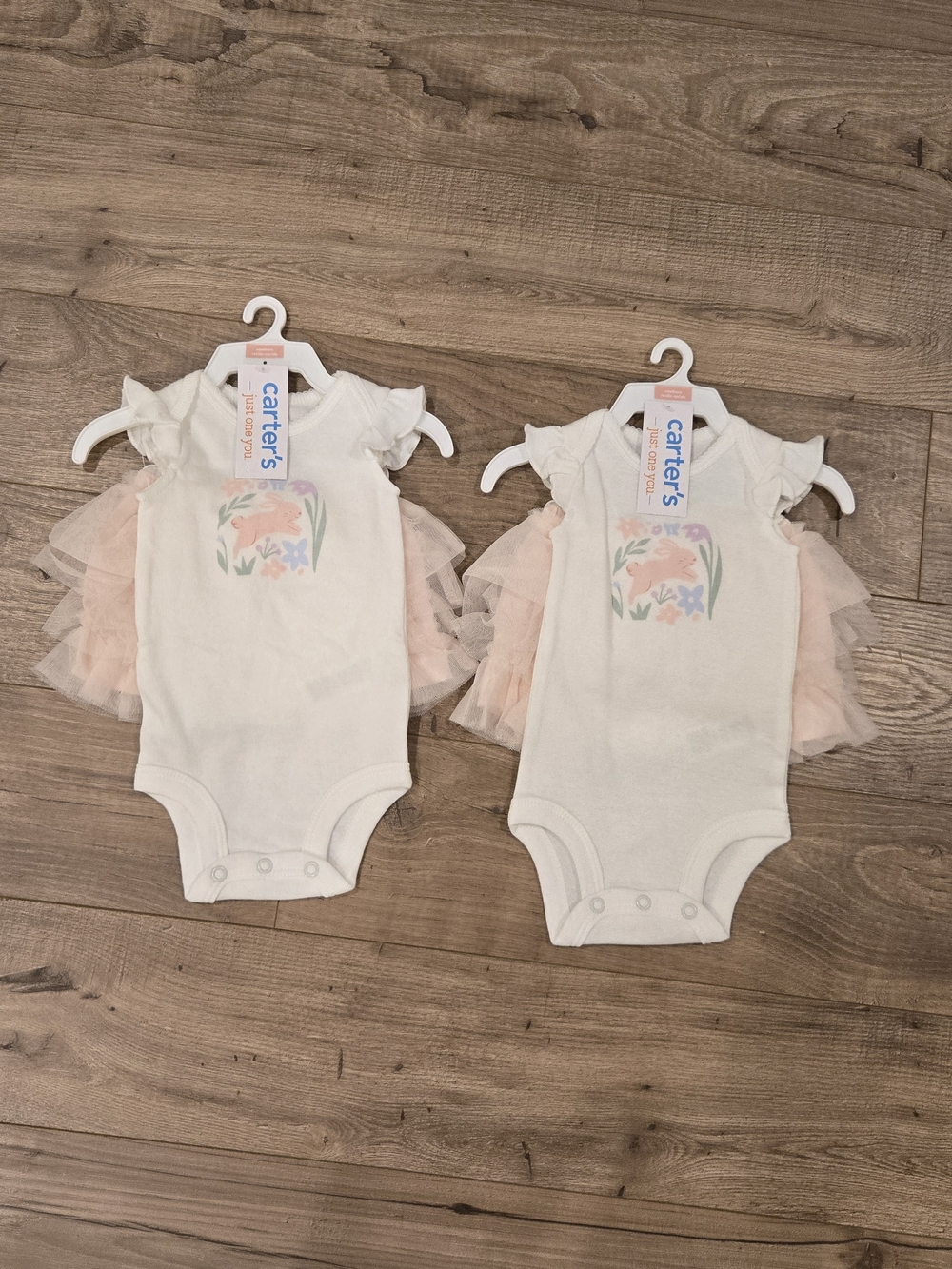 NWT Carter’s twins matching spring floral Bunny Tutu Outfit - Size NB X2